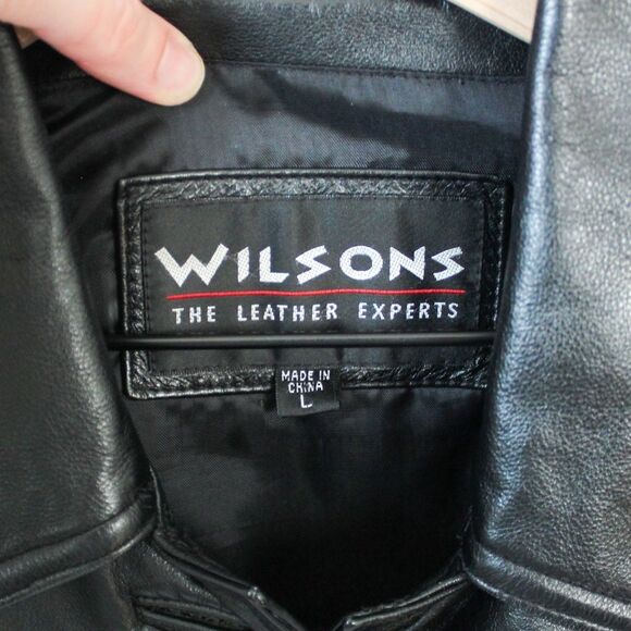 Wilson’s Black Leather Women’s Tie Front Jacket Large - Picture 6 of 8